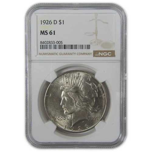 1926年 D ピースダラー MS 61 NGC シルバー 未流通 1ドルコイン SKU:I23596