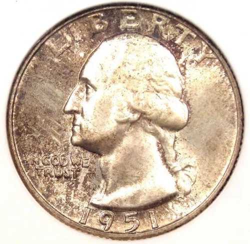 1951年ワシントンクォーター25セント - NGC MS67 - 希少な極上宝石 - 価値375ドル