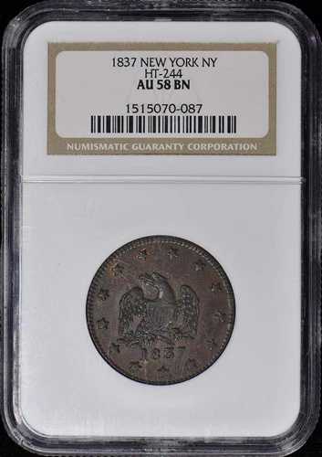 1837年ニューヨークハードタイムズトークン HT-244 NY NGC AU58BN