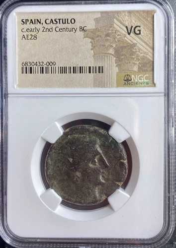 紀元前200年~紀元前151年 古代ケルト・イベリア貨幣 NGC鑑定済み ウォーキング・スフィンクス カストゥロ 希少