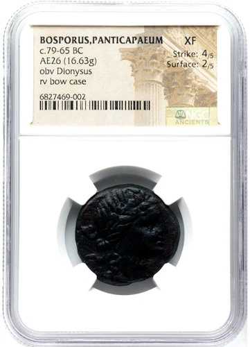 ギリシャ 青銅 キンメリア ボスポラス海峡 パンティカペウム 紀元前79-65年 NGC XF ディオニュソス