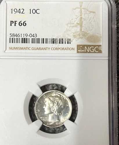 1942年プルーフマーキュリーダイムNGC PF66
