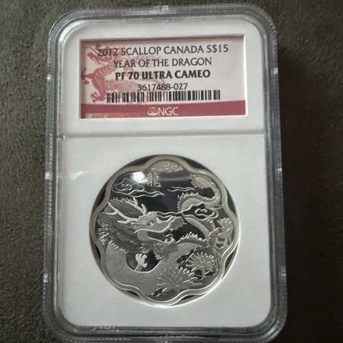 2012年 ホタテ貝 カナダ S$ 15 龍年 NGC PF70 ウルトラカメオ 龍ラベル