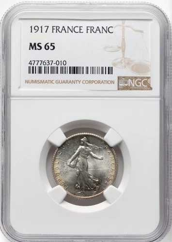フランス - 1917 フラン - NGC MS65 - 素晴らしい金色の宝石!｜WORLD RESOURCE【QUEEN店】