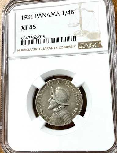1931年 パナマ 1/4バルボア銀貨 - NGC XF45 希少キー日付 65,945円