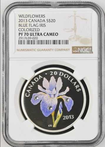 20ドル 2013年 カナダ ブルーフラッグ アイリス シルバー プルーフ NGC PF70