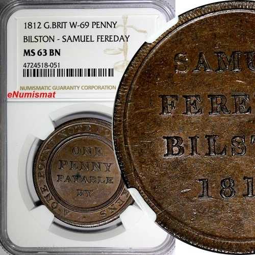 イギリス サミュエル・フェレデイ ペニートークン 1812年 ビルストン NGC MS63 BN 最高グレード (1) 65,945円