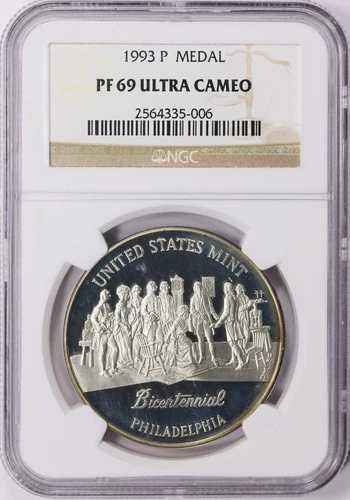 1993-P アメリカ造幣局 生誕200年記念銀メダル NGC PF-69 UCAM トーン