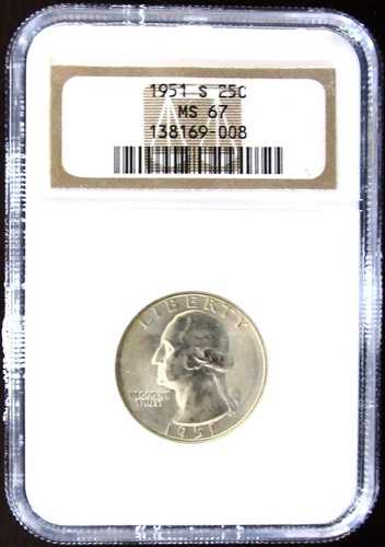 1951年南ワシントンクォーター、NGC MS67