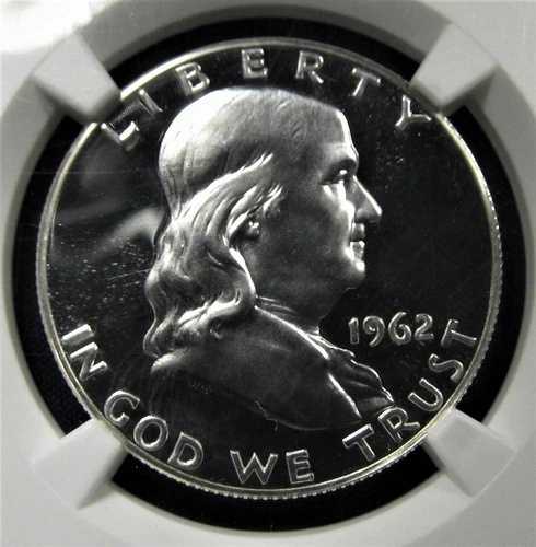 1962年 フランクリン ハーフダラー NGC PF68* ルックス カメオ ディープミラー ブラック ホワイト AC544