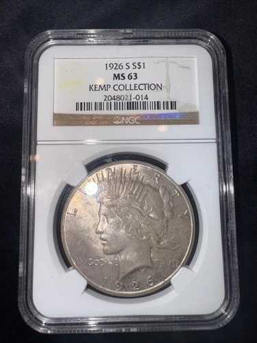1926年 Sピース銀貨 NGC MS 63 ケンプコレクション