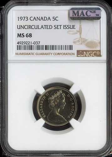 1973年カナダ5セント5C NGC MS68 MAC - 品質｜WORLD RESOURCE【QUEEN店】