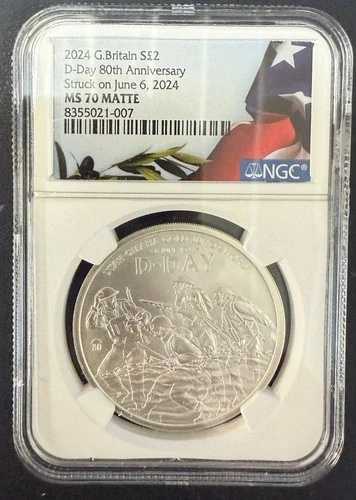 2024年 GB 1オンス シルバー ?2 80周年記念 D-Day MS-70 NGC (マット) ロット3