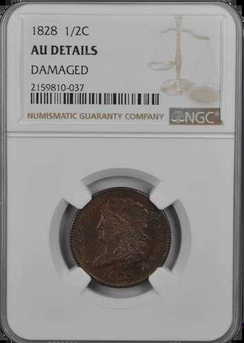 1828年 1/2セント 編み込みヘア ハーフセント NGC ダメージあり