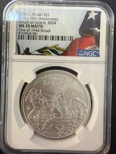 2024年 GB 1オンス シルバー ?2 80周年記念 D-Day MS-70 NGC (マット) ロット1
