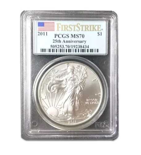 2011年 1ドル アメリカン シルバー イーグル MS70 PCGS - 25周年記念 - ファーストストライク