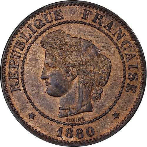 [#10469] フランス、5 サンタイム、セレ、1880 年、パリ、ファスケス、ブロンズ、MS
