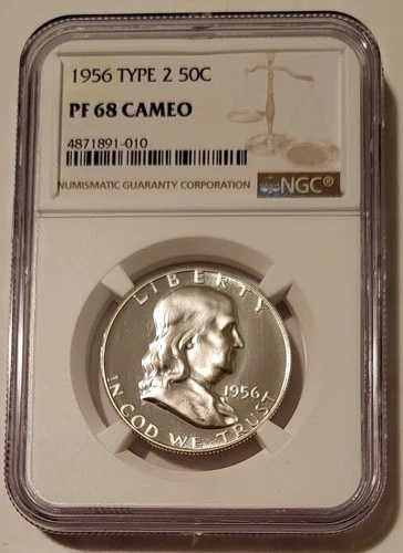 1956年 フランクリン ハーフダラー タイプ2 プルーフ PF68 カメオ NGC 66,550円