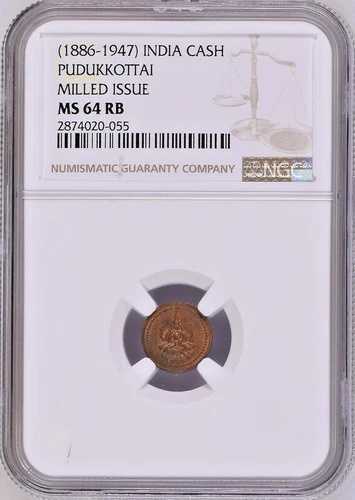 トップポップ：インド藩王国プドゥッコッタイミル仕上げ現金NGC MS64 RB