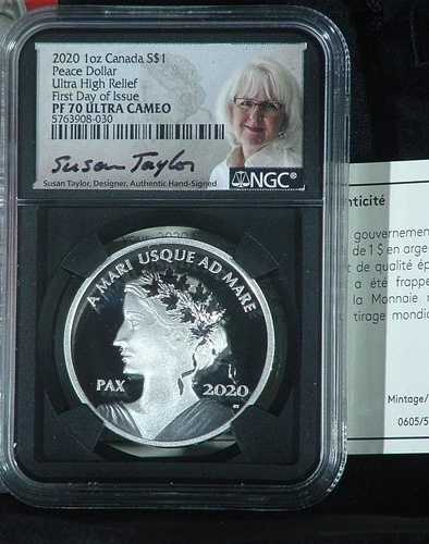 2020年 カナダ ウルトラハイレリーフ ピースドル NGC PF 70 FDI 1オンス シルバー 新品