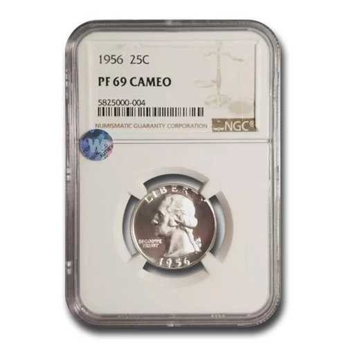 1956年ワシントンクォーター PF-69 カメオ NGC