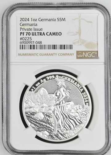 1オンス シルバーコイン 2024 ゲルマニアミント レディゲルマニア NGC PF 70 UCAM