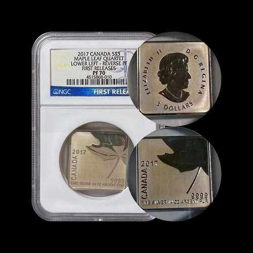 カナダ 2017年 3ドル 銀貨 - NGC PF70 - トップポップ ?? 左下 ?? カルテット 希少