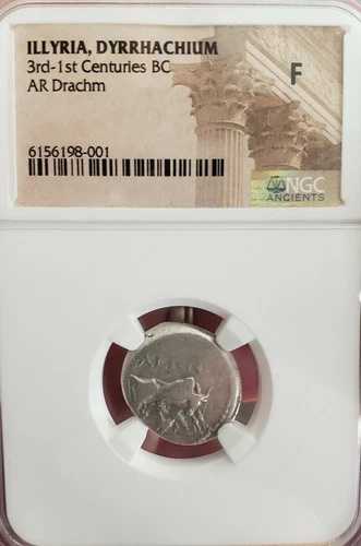 イリリア、ディラキウム。シルバー・ドラクム、紀元前 200 ～ 80 年古代ギリシャ語。 NGC F.希少