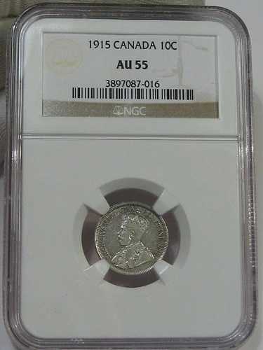 チョイス AU 1915 10セント 10セント カナダ NGC AU55 キーデート #42