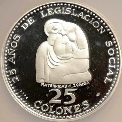 1970年 コスタリカ 社会法制定 25年 プルーフシルバー 25コロン NGCコイン i103887