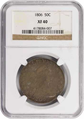 1806年 胸像 シルバー ハーフドル 尖頭 6 ステムなし O-109A EF40 NGC