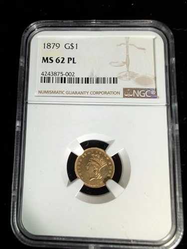 1879年金貨 - G$1 NGC MS 62 PL - 4243875-002