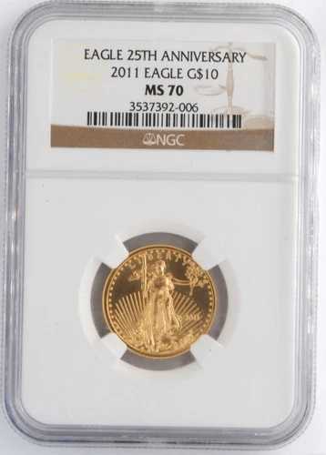 アメリカ合衆国 2011 年 $10 アメリカン ゴールド イーグル 1/4 オンス コイン NGC MS70 スラブ。｜WORLD RESOURCE【QUEEN店】