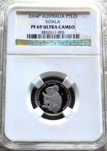 2004年 P プラチナ オーストラリア 65 鋳造 $25 コアラ NGC プルーフ 69 ウルトラカメオ