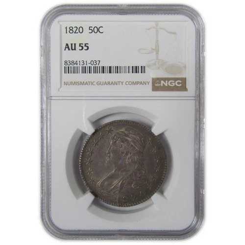 1820年 スクエアベースノブ2 キャップドバスト ハーフダラー AU 55 NGC SKU:I23327