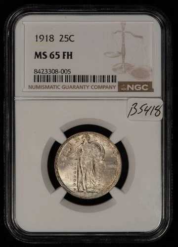 1918年 25セント スタンディング リバティ シルバー クォーター - フルヘッド - NGC MS 65 FH - SKU-B5418