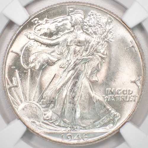1946-P ウォーキング・リバティ・ハーフダラー 50セント 1946年 - NGC MS67+ プラスグレード - 5,500ドル相当
