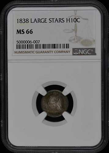1838年 ラージスターズ ノードレープ - 着席リバティハーフダイム H10C NGC MS66