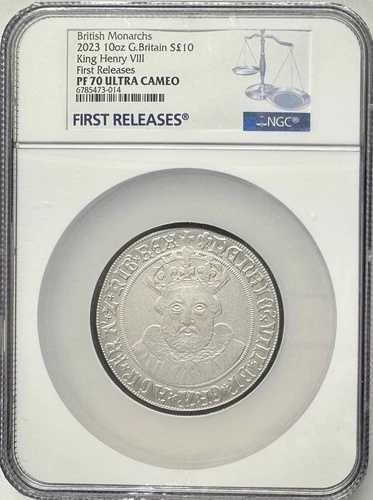 2023年 イギリス 10オンス 銀貨 10ポンド ヘンリー8世 NGC PF-70 UCAM FR