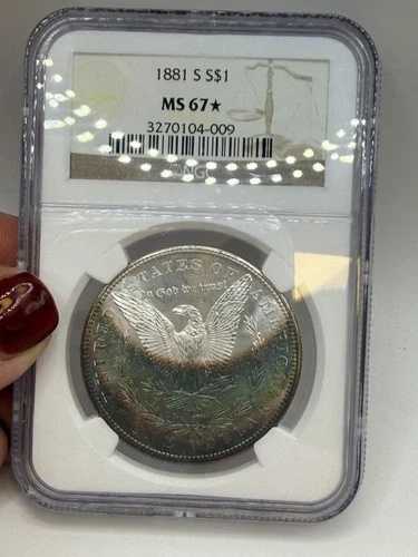1881-S モルガン銀貨 NGC MS67 STAR ? 魅力的な自然な色合い