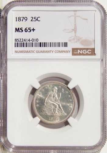 1879年 25セント NGC MS 65+ ~ 低ポップ シルバー 自由の女神像 25セント
