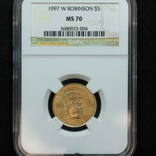 1997-W 5ドル ジャッキー・ロビンソン 米国記念金貨 NGC MS 70