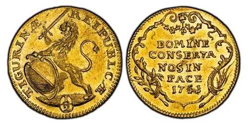 スイスのカントン。チューリッヒ。 1751/48 AV 1/2 ドゥカット。 PCGS MS62。 KM139; Fr.-487a｜WORLD RESOURCE【QUEEN店】