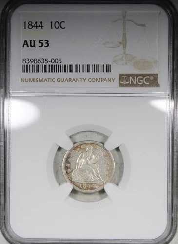 1844年 自由の女神像 シーティングダイム NGC AU53 流通希少年号