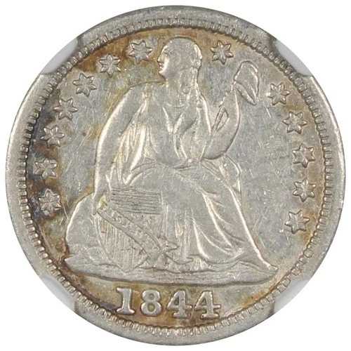1844年 自由の女神像 シーティングダイム NGC AU53 流通希少年号 397,485円
