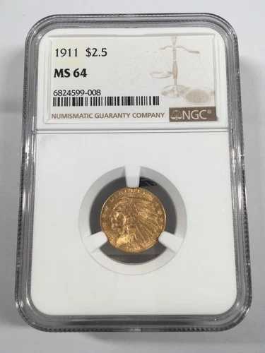 1911年 2.5ドル金貨 インディアンクォーターイーグル NGC MS64 03XEGA25 397,485円