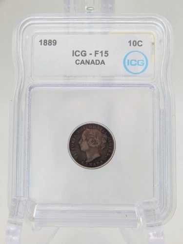 1889年カナダ10セント硬貨 - ダイムコイン - ICGグレードF12 (BT732)