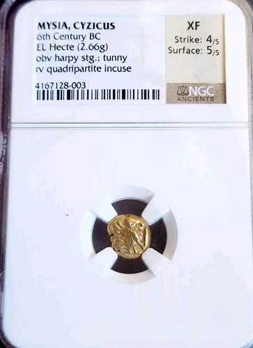 ミシア キジカス ハーピー ヘクテ NGC XF 4/5 古代エレクトラム 