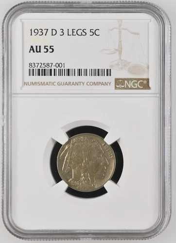 1937 D ニッケル インディアンヘッドまたはバッファロー NGC AU-55 D