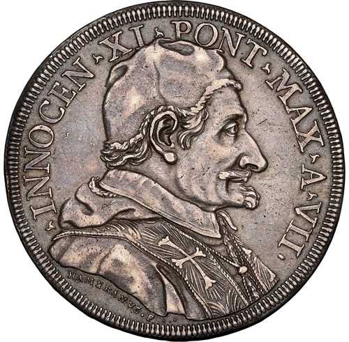 バチカン - 1682年 イノケンティウス11世 ピアストラ・アンノ7世 - NGC AU53 - 大きな印象的な美しさ